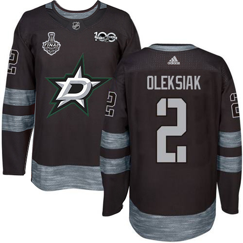 Adidas Men Dallas Stars #2 Jamie Oleksiak Black 1917-2017 100th Anniversary 2020 Stanley Cup Final Stitched NHL Jersey